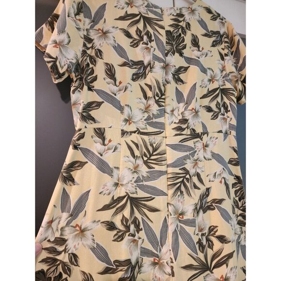 Tommy Bahama 100% Silk Maxi Dress Sz 8 Wrap Skirt Yellow Tropical Floral - Picture 8 of 12